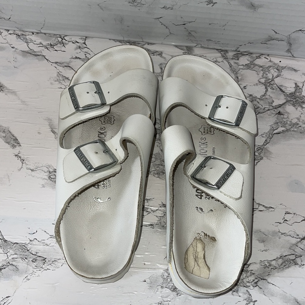 BIRKENSTOCK MONTEREY EXQUISITE WHITE ON WHITE LEATHER SIZE 40 9.5/10 US SIZE - Picture 2 of 9